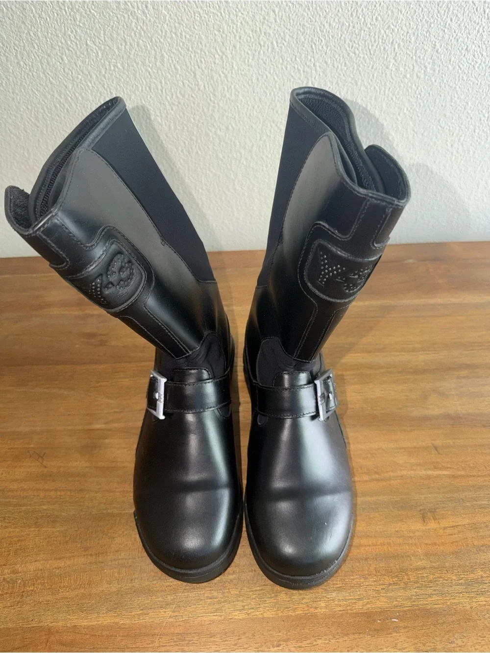 Kids Black Buckle Mid-Calf Riding Boots - Unbranded